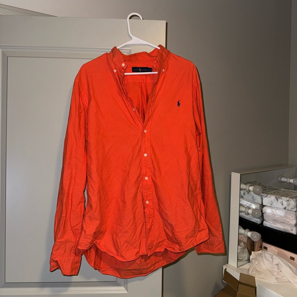 RALPH LAUREN ORANGE LONG SLEEVE MENS SHIRT